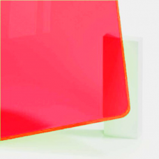 Plexiglas rosu fluorescent, transparent, grosime 3mm